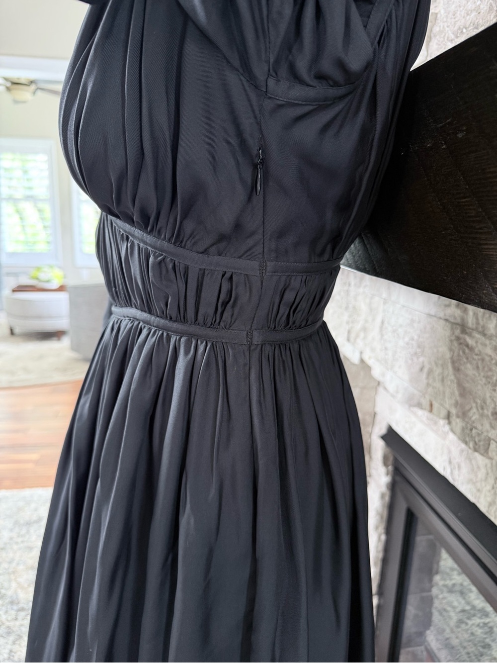 Cult Gaia Black Silk Blend Puff Sleeve Empire Waist Midi Dress S - Picture 7 of 10